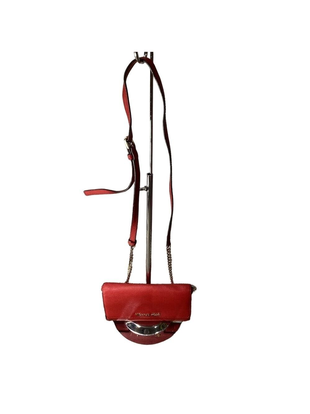 Michael Kors Jet Set Travel Women's Red Crossbody Bag Gold Accents - Picture 2 of 7